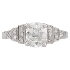 Art Deco GIA 1.01 Carat Old Mine Diamond Platinum Engagement Ring