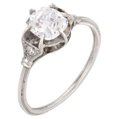 Art deco GIA 1.01 carat old mine diamond platinum engagement ring