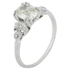 Art Deco GIA 1.02 carat old mine cut diamond platinum engagement ring