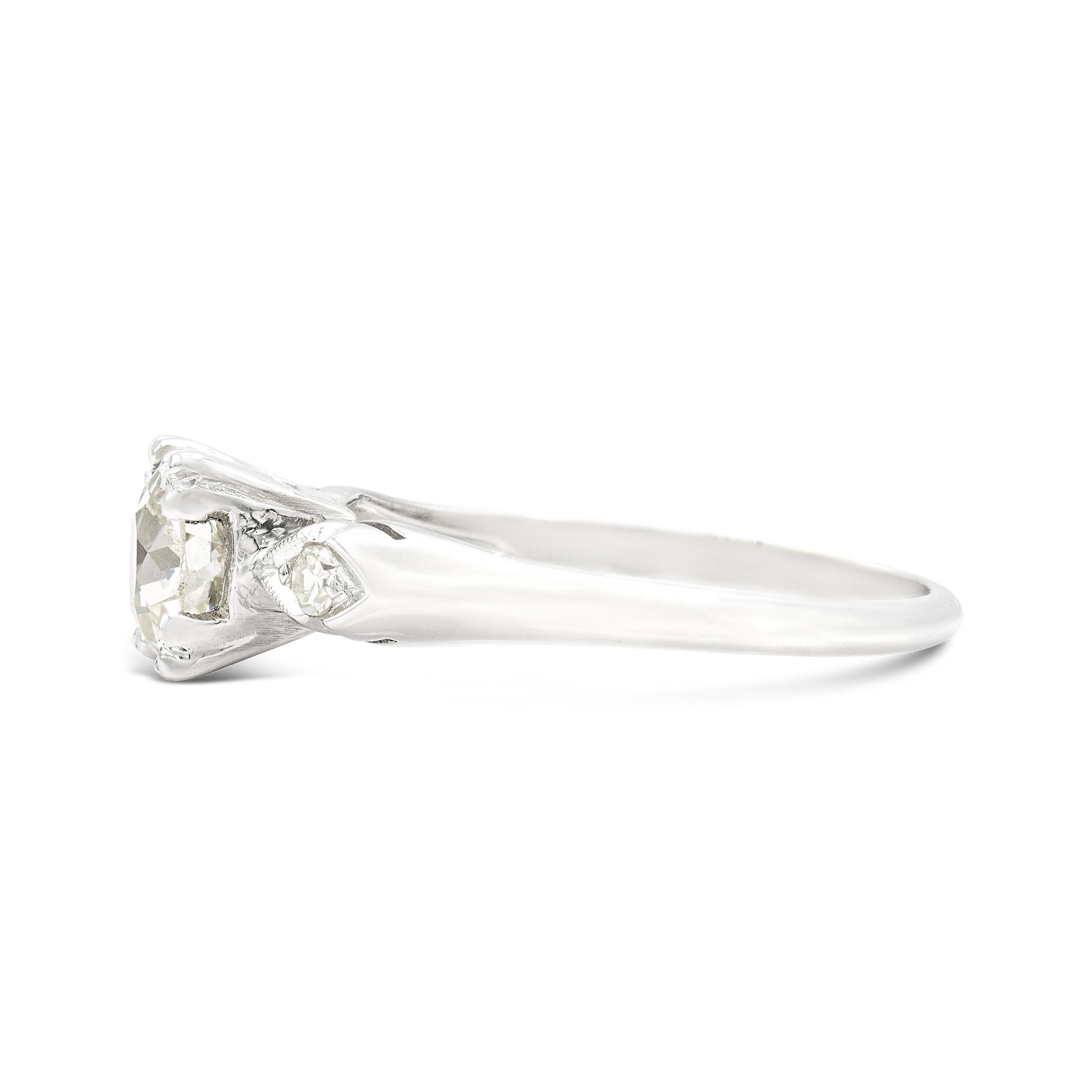 Old European Cut Art Deco GIA 1.02 Ct. Old European Diamond Engagement Ring L VS2, Platinum For Sale