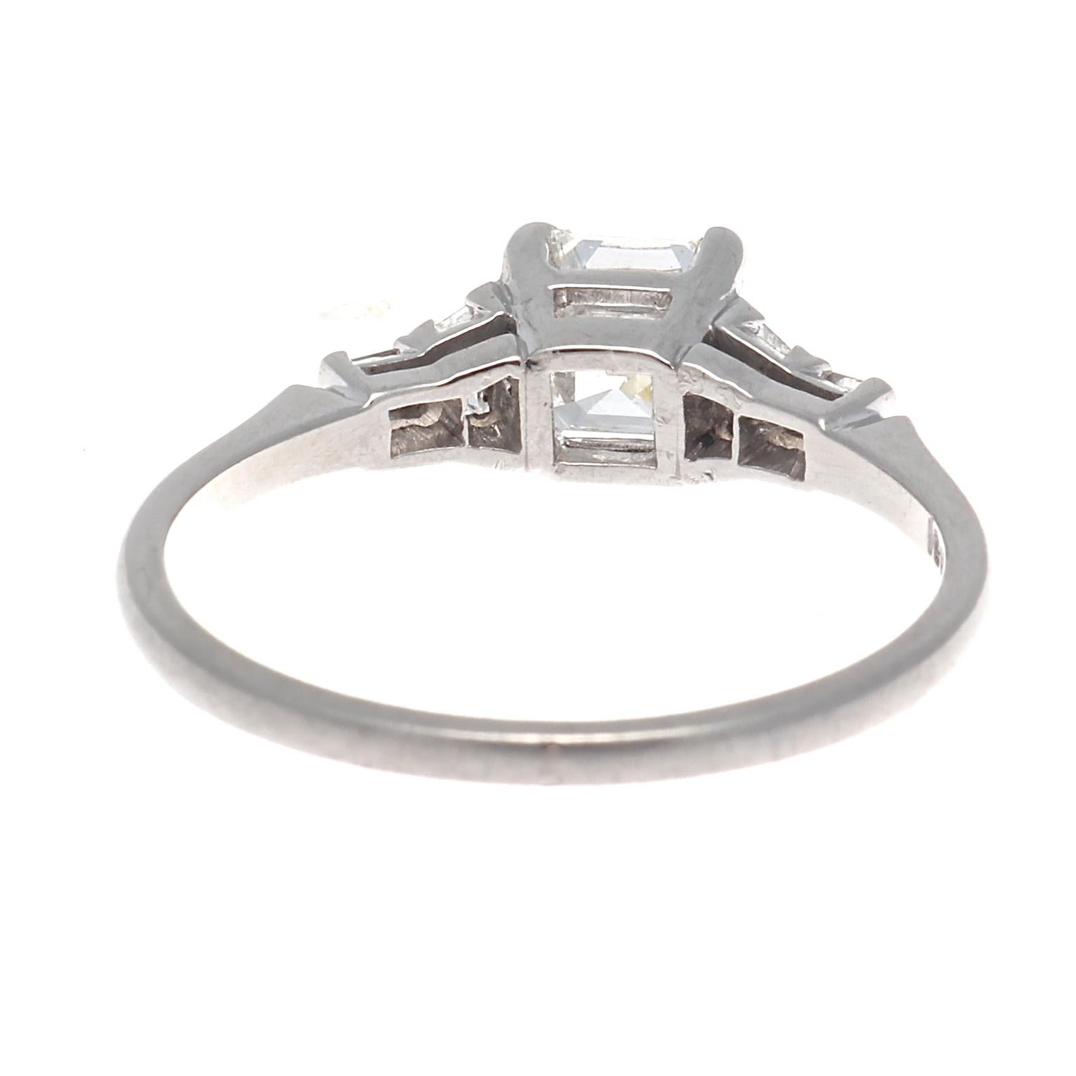 Women's Art Deco GIA 1.03 Carat Diamond Platinum Engagement Ring