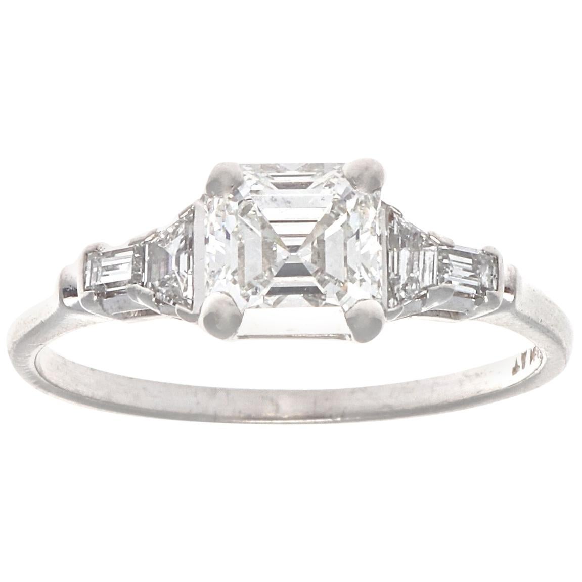 Art Deco GIA 1.03 Carat Diamond Platinum Engagement Ring