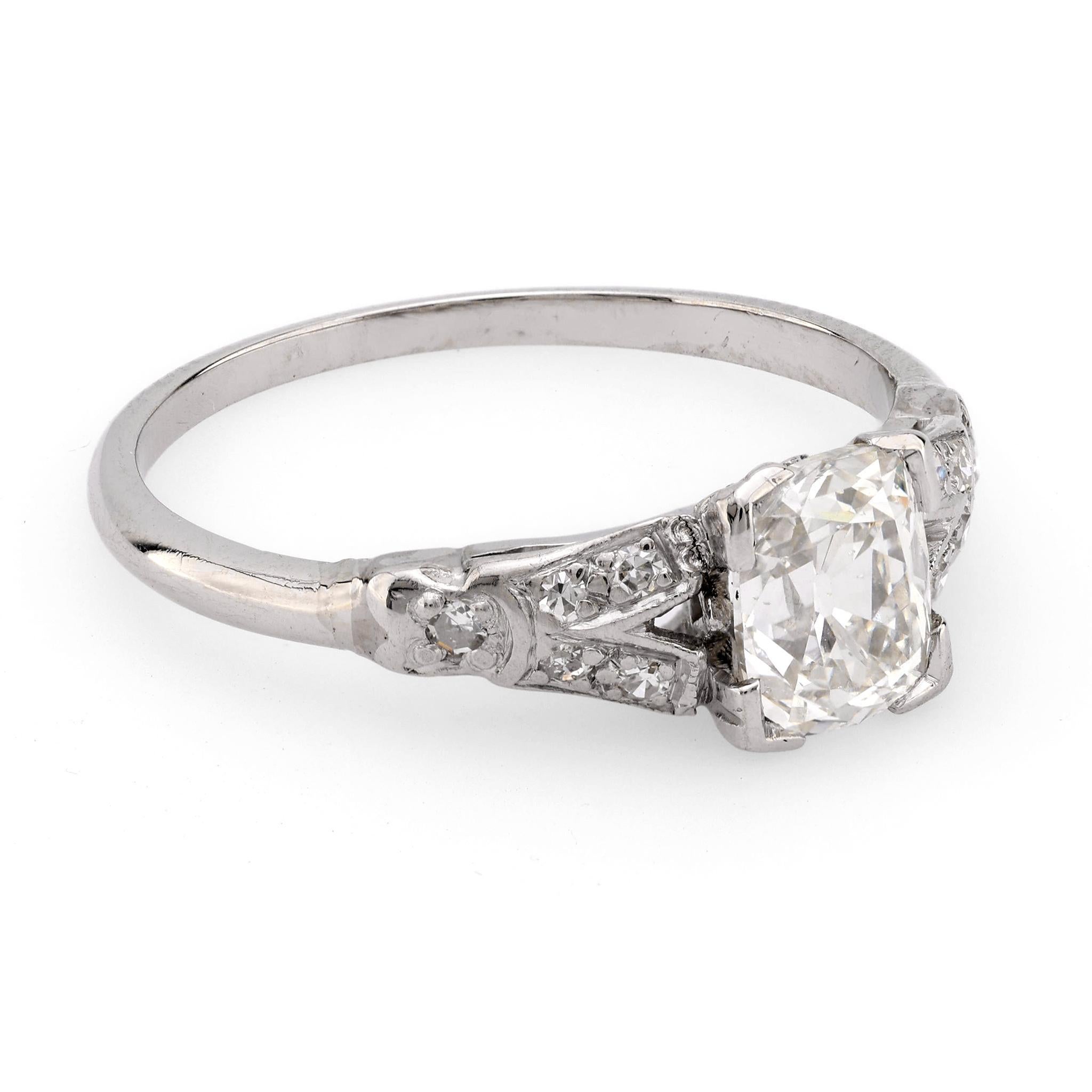 Old Mine Cut Art Deco GIA 1.03 carat old mine cut diamond platinum engagement ring For Sale