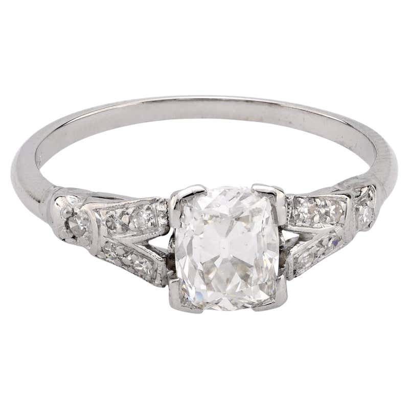 Minhe Rings Art Deco French GIA 1.73 carat old mine cut diamond platinum ring For ...