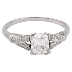 Platin-Verlobungsring, Art déco, GIA 1.03 Karat Diamant im alten Minenschliff, Art déco