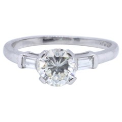 Antique Art Deco GIA 1.03 Carat Round Brilliant Cut Diamond Platinum Engagement Ring
