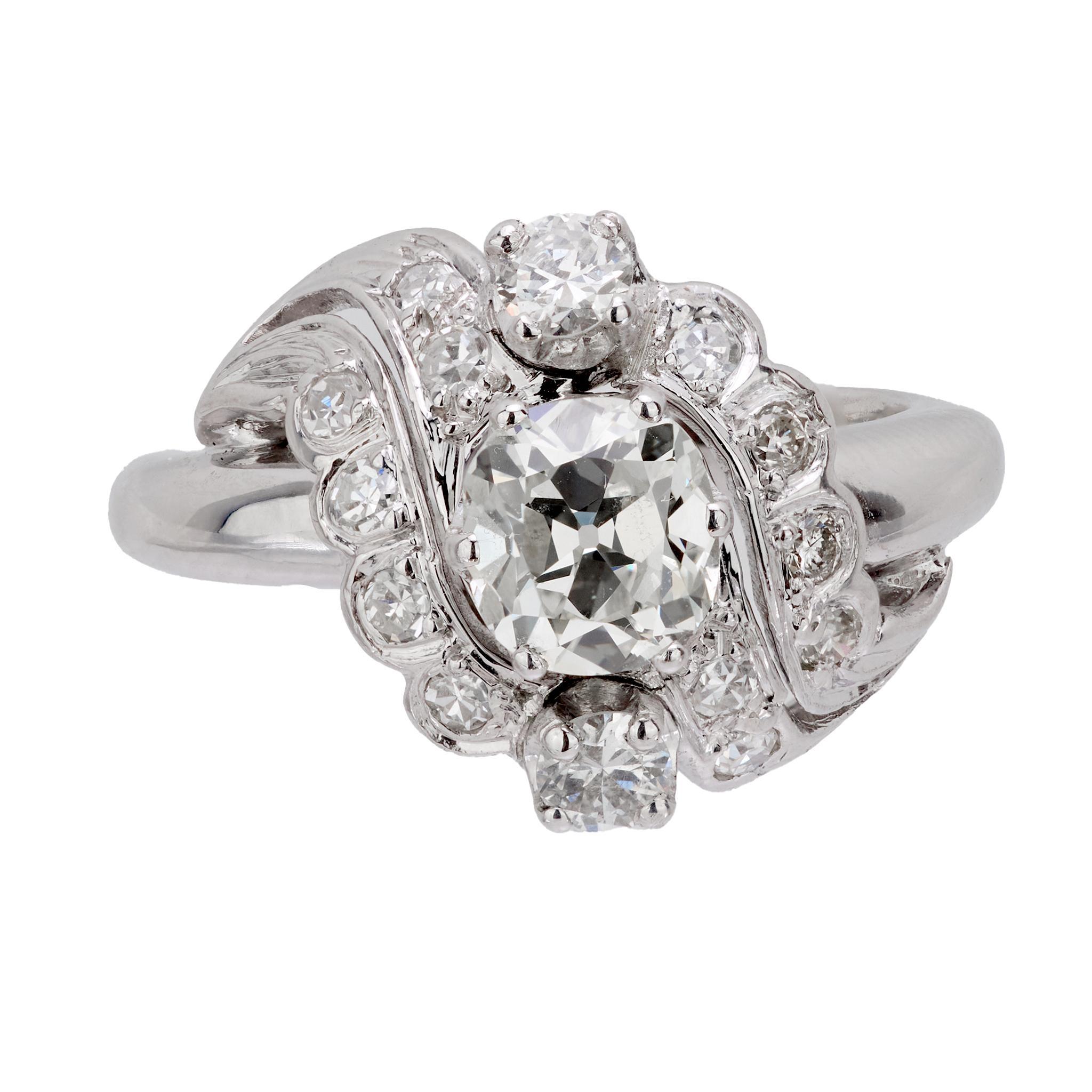 Old Mine Cut Art Deco GIA 1.04 carat old mine cut diamond platinum engagement ring