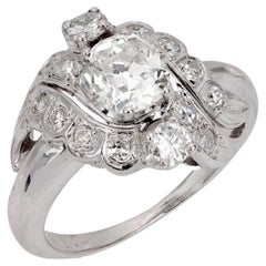 Art Deco GIA 1.04 carat old mine cut diamond platinum engagement ring