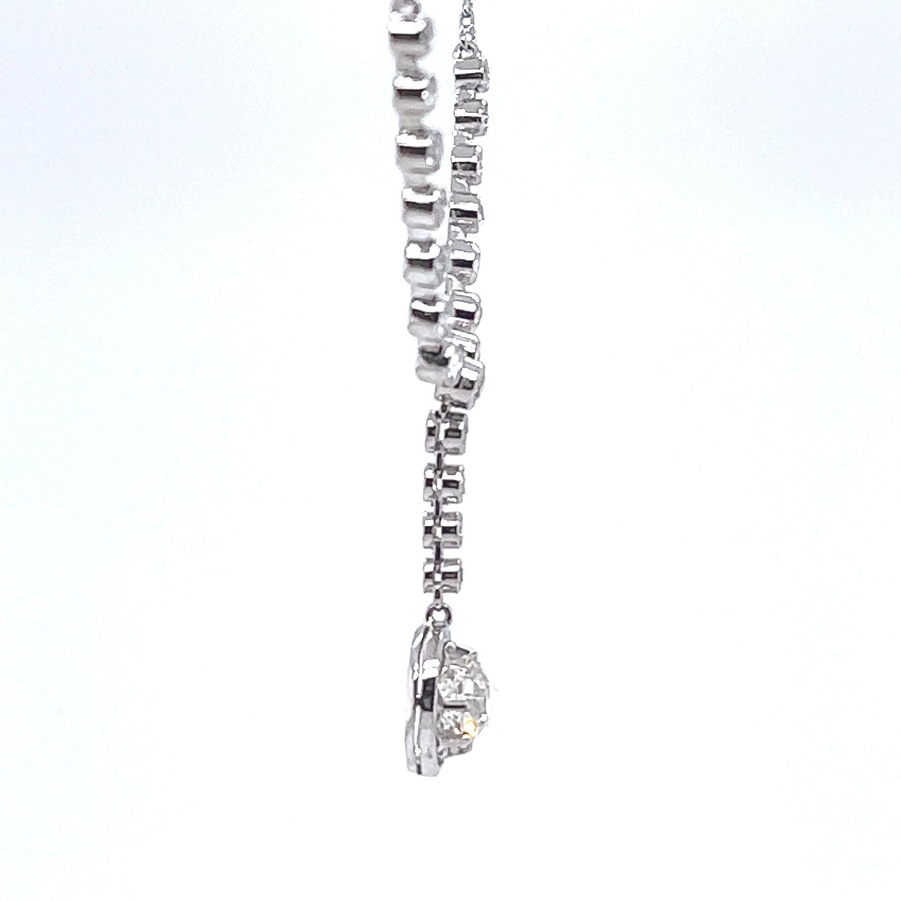 Art Deco GIA 1.04 Carats Old European Cut Diamond Platinum Necklace In Excellent Condition In Beverly Hills, CA