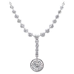 Art Deco GIA 1.04 Carats Old European Cut Diamond Platinum Necklace