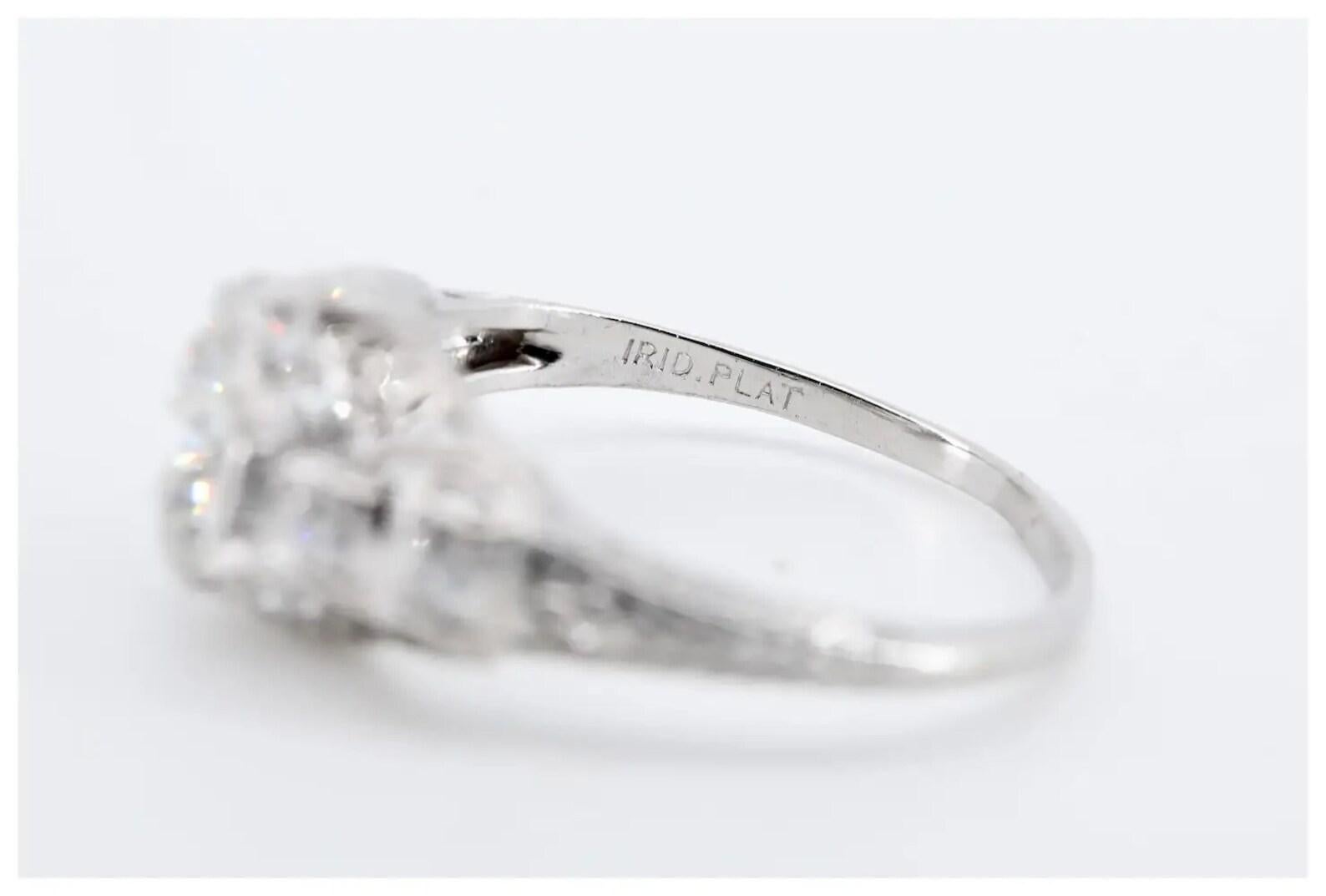 Art Deco GIA 1.06ct Diamond Filigree Engagement Ring in Platinum In Good Condition For Sale In Boston, MA