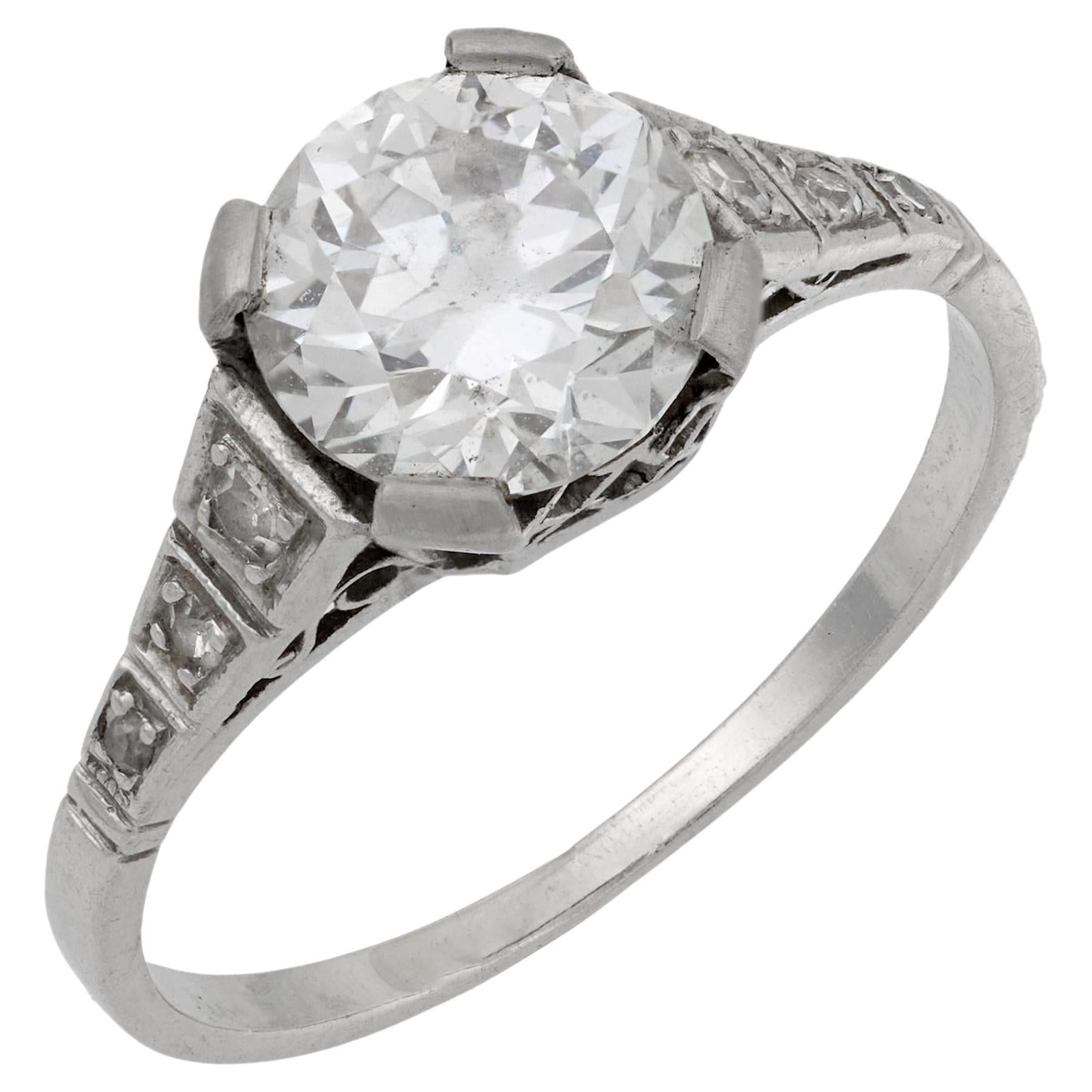 Anello di fidanzamento in platino con diamante Art Deco GIA da 1.07 carati