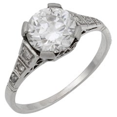 Art Deco GIA 1.07 carat diamond platinum engagement ring