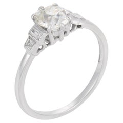Art Deco GIA 1.09 carat old mine cut diamond platinum engagement ring