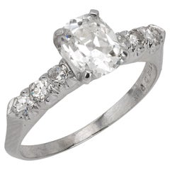 Art Deco GIA 1.10 carat old mine cut diamond platinum engagement ring
