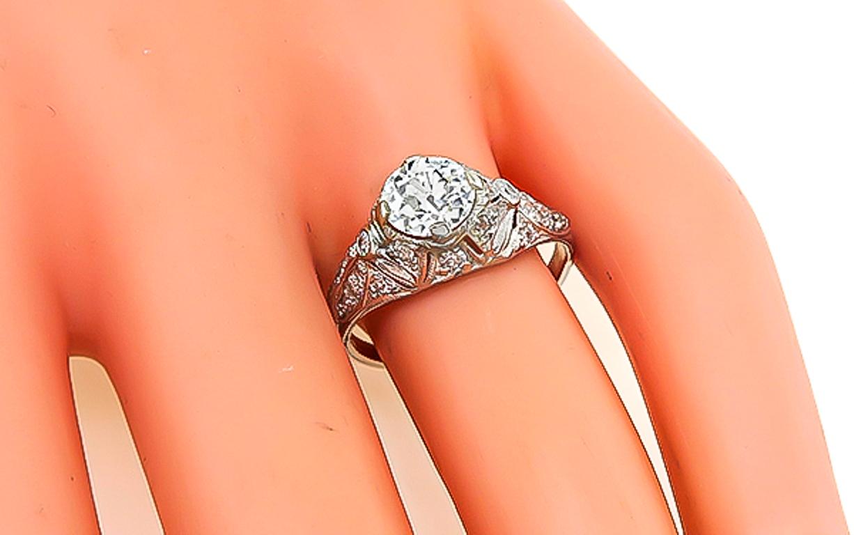 Round Cut Art Deco GIA 1.12 Carat Diamond Platinum Engagement Ring