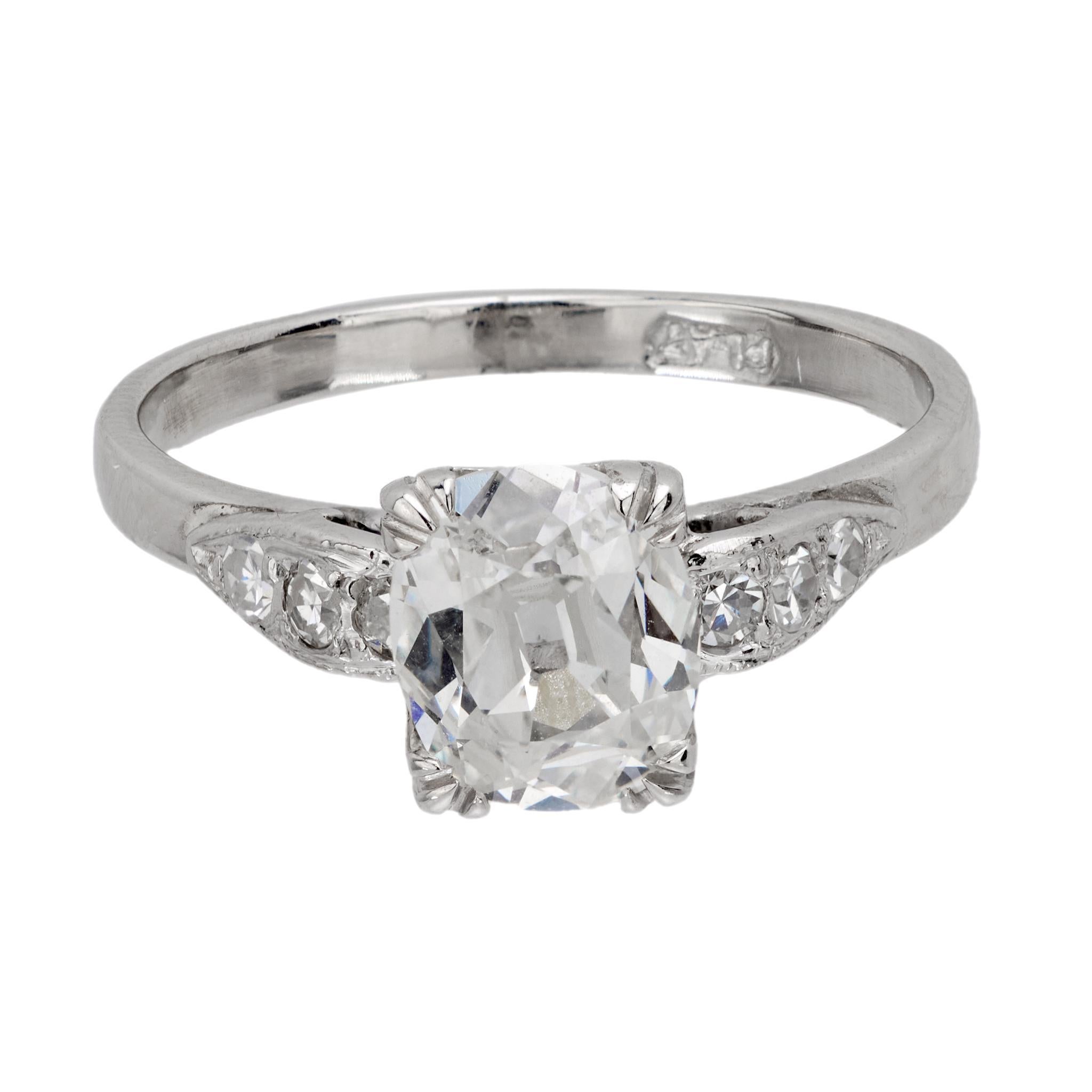 Old Mine Cut Art Deco GIA 1.14 carat old mine cut diamond platinum engagement ring For Sale