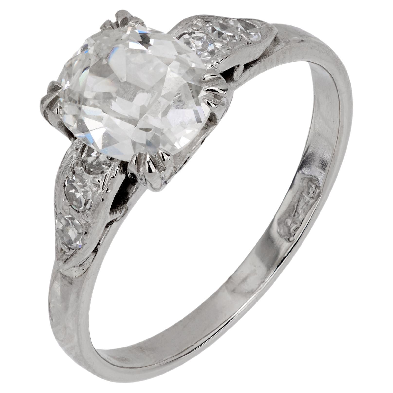 Art Deco GIA 1.14 carat old mine cut diamond platinum engagement ring