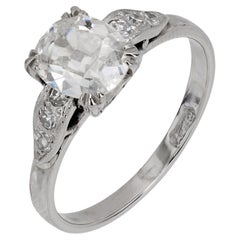 Art Deco GIA 1.14 carat old mine cut diamond platinum engagement ring