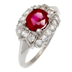 Art Deco GIA 1.15 carat ruby diamond platinum ring