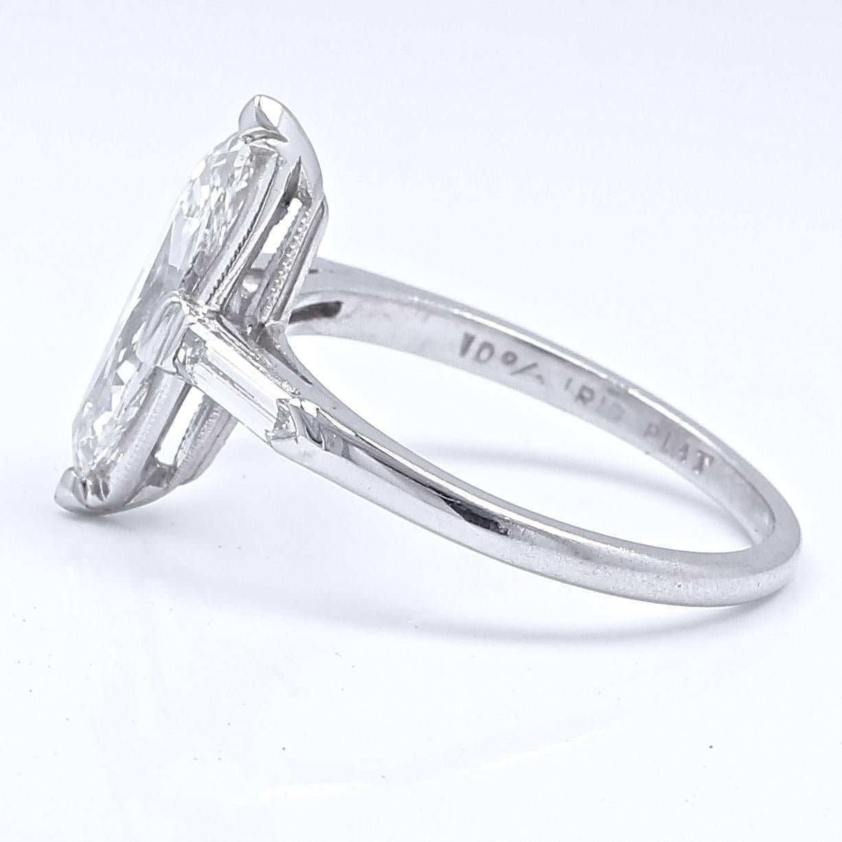 Women's Art Deco GIA 1.15 Marquise Cut Diamond Platinum Engagement Ring