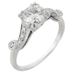 Art Deco GIA 1.17 carat diamond platinum engagement ring