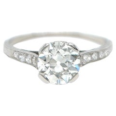 Art Deco GIA 1.18 Carats Old European Cut Diamond Platinum Ring