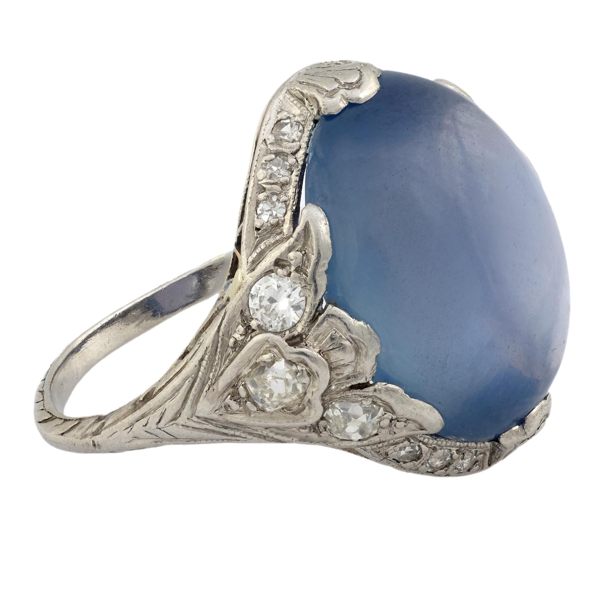 Art Deco GIA 11,85 Karat Birma keine Hitze Stern Saphir Diamant Platin Ring (Art déco) im Angebot