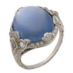 Art Decó GIA 11,85 quilates Birmania sin calor estrella zafiro diamante anillo de platino