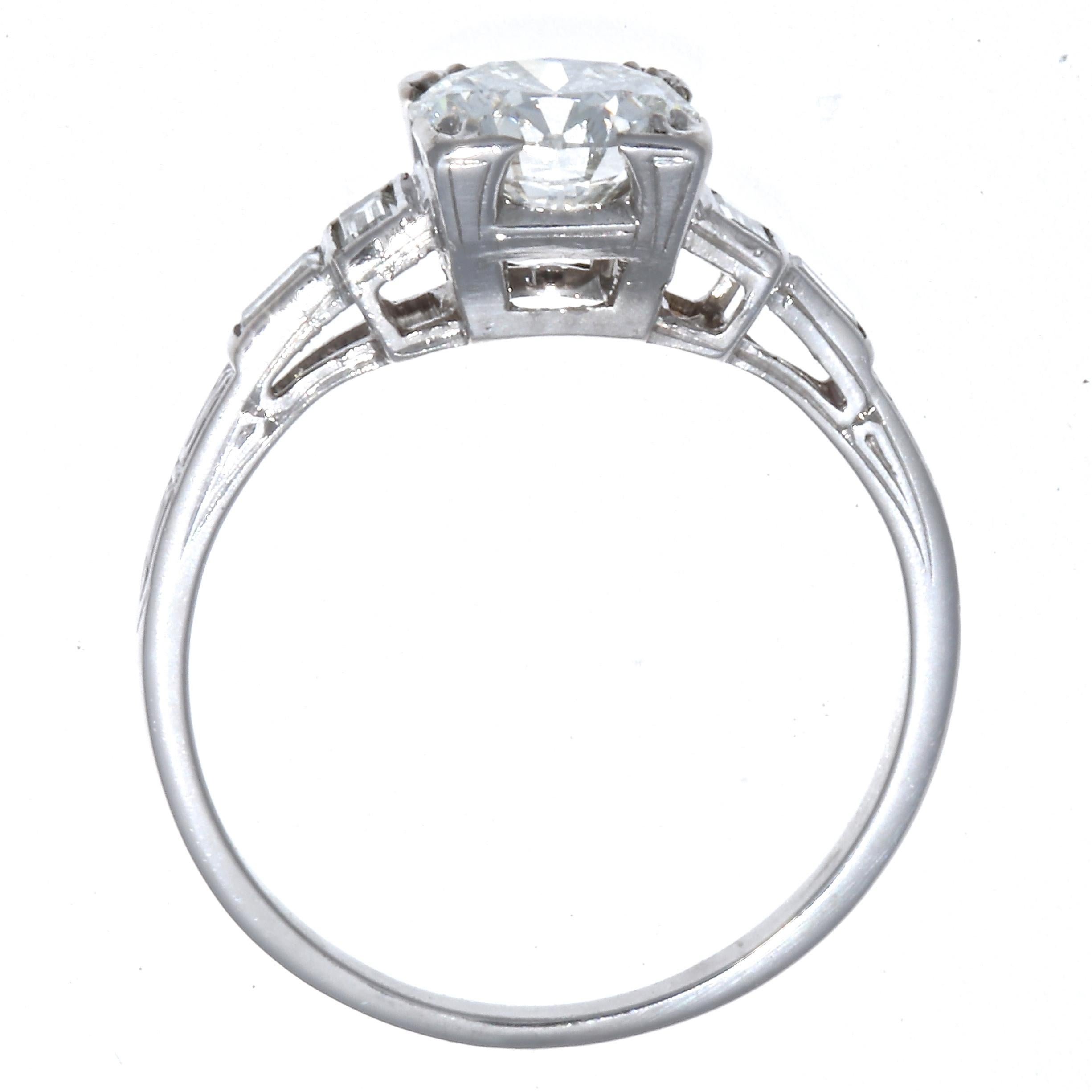 Art Deco GIA 1.19 Carat Old European Cut Diamond Platinum Engagement Ring In Excellent Condition In Beverly Hills, CA