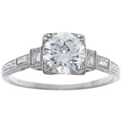 1.19 carat diamond ring Antique Art Deco GIA 1.19 Carat Old European Cut Diamond Platinum Engagement Ring