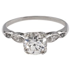 Art Deco GIA 1.19 Carat Old European Cut Diamond Platinum Ring