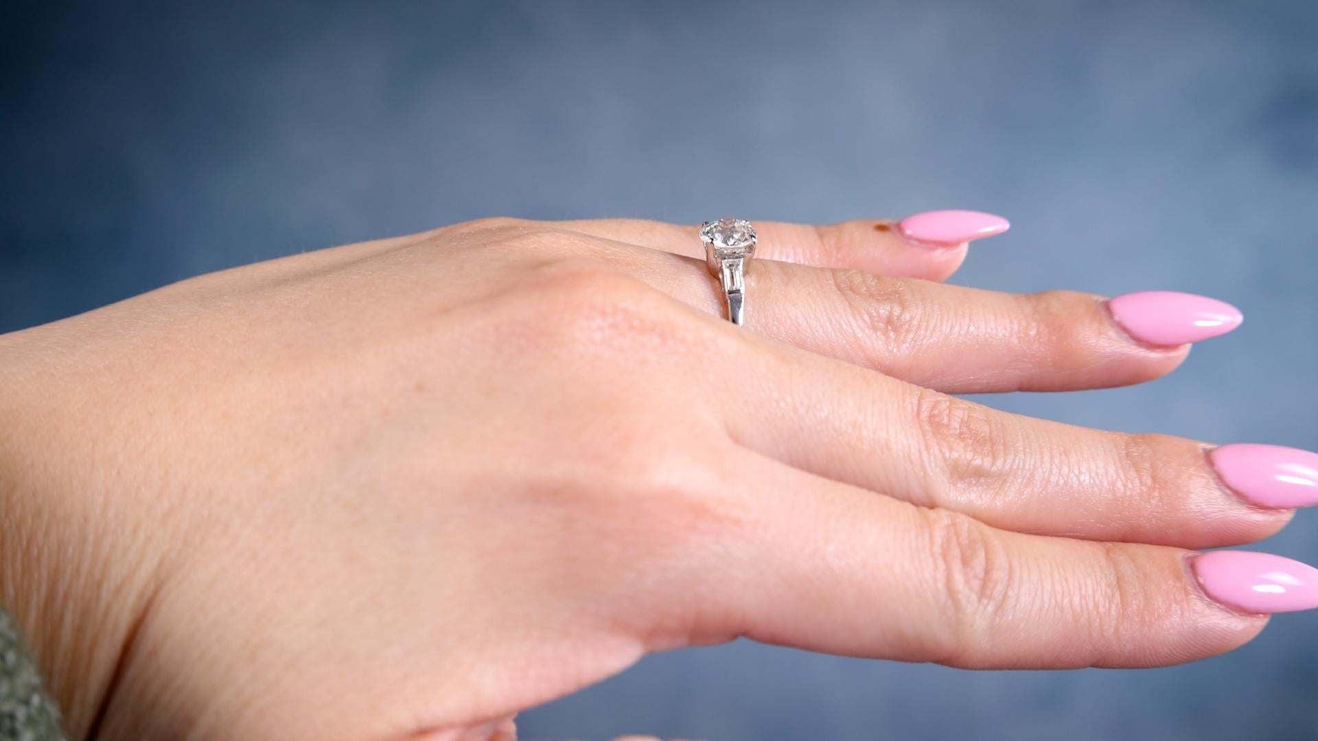 Women's or Men's Art Deco GIA 1.20 Carat Old European Cut Diamond Platinum Engagement Ring