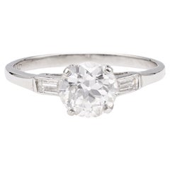 Art Deco GIA 1.20 Karat Platin-Verlobungsring mit Diamant im alteuropäischen Schliff