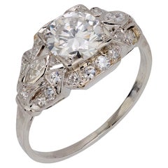 Art Deco GIA 1.20 carat old European cut diamond platinum engagement ring