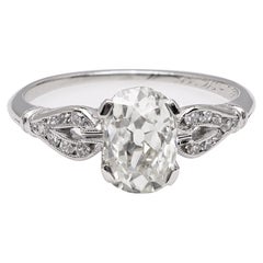 Antique Art Deco GIA 1.20 Carat Old Mine Diamond Platinum Ring