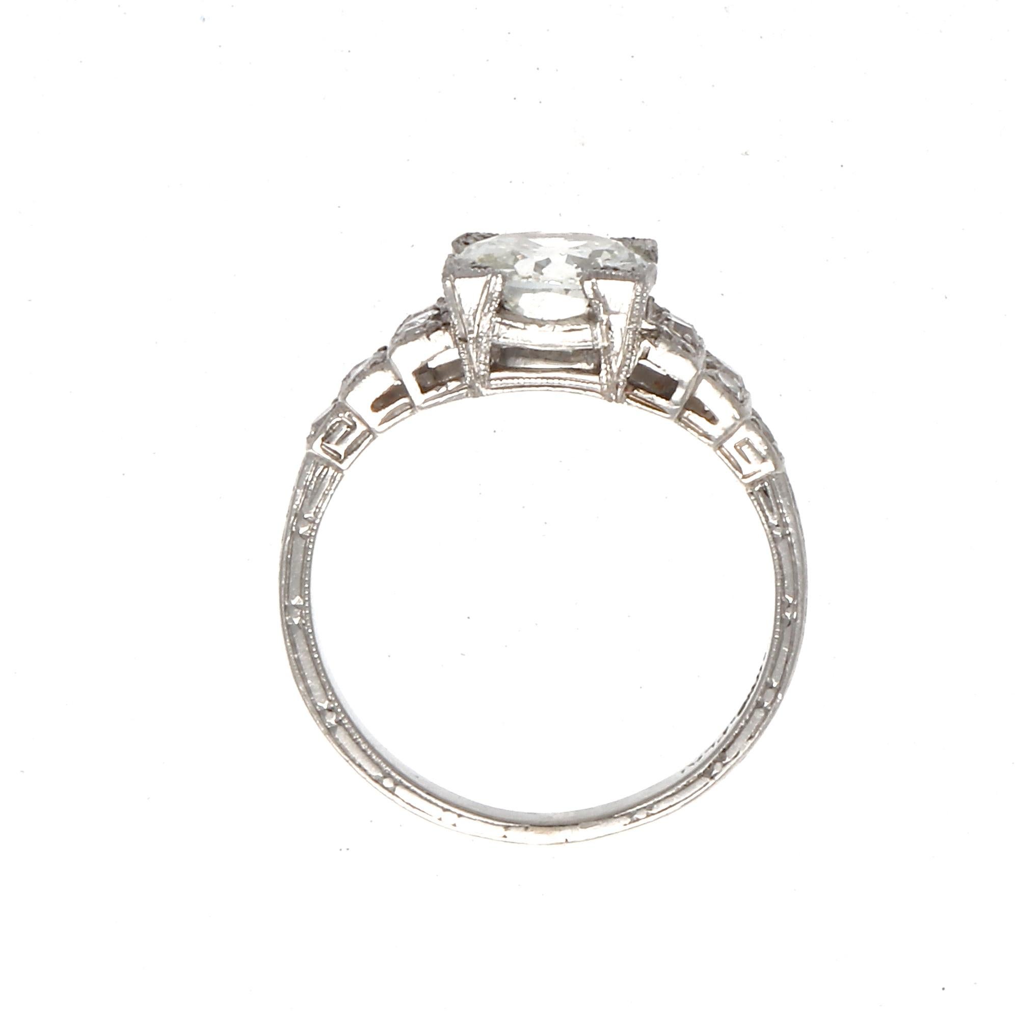 Women's Art Deco GIA 1.20 Old European Cut Diamond Platinum Engagement Ring