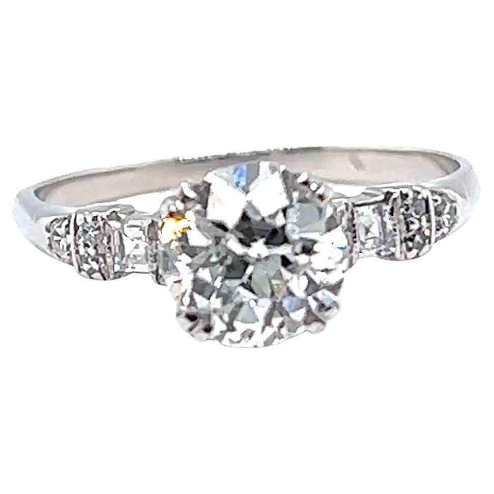 Art Deco GIA 1.21 Carat Old European Cut Diamond Platinum Engagement Ring