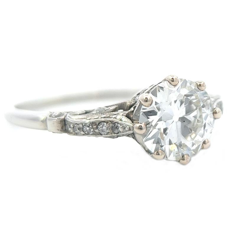 Art Deco GIA 1.21 Carats Old European Cut Diamond Platinum Engagement Ring 1