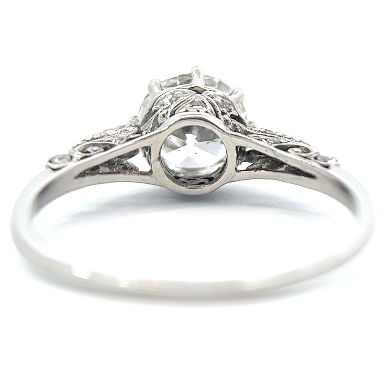 Art Deco GIA 1.21 Carats Old European Cut Diamond Platinum Engagement Ring 2