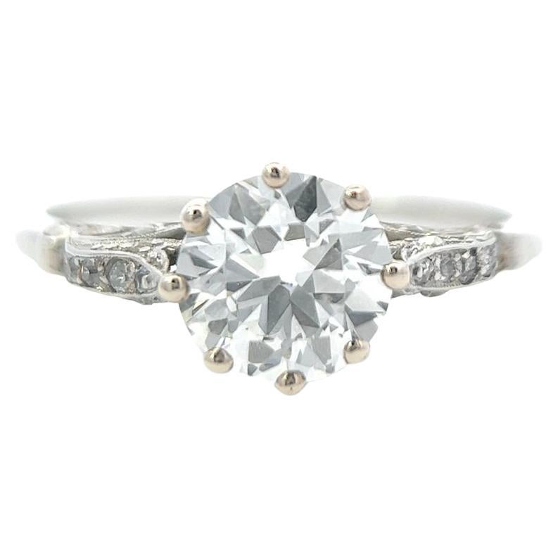 Art Deco GIA 1.21 Carats Old European Cut Diamond Platinum Engagement Ring
