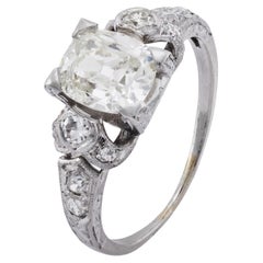 Art Deco GIA 1.22 carat old mine cut diamond platinum engagement ring