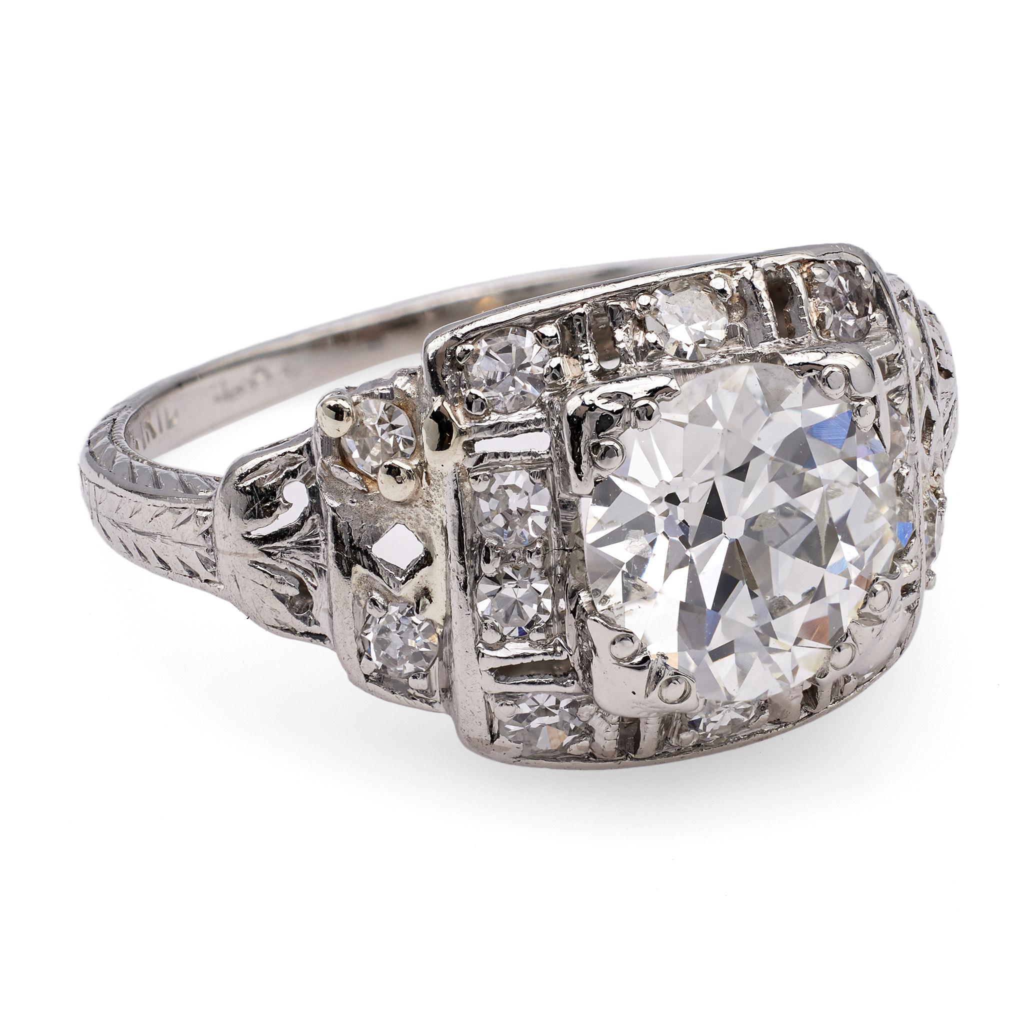 Art Deco GIA 1.23 Carat Old European Cut Diamond Platinum Ring 1