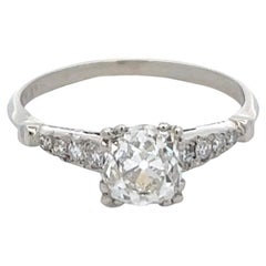Art Deco GIA 1.24 Carats Old Mine Cut Diamond Platinum Ring