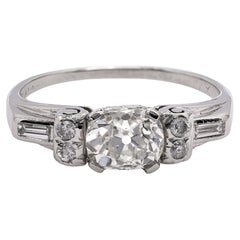 Art Deco GIA 1.25 Carat Old Mine Cut Diamond Platinum Ring