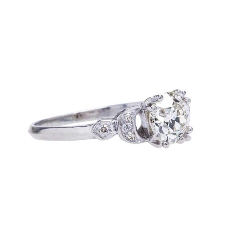 Women's Art Deco GIA 1.26 Carat Old European Cut Diamond Platinum Engagement Ring