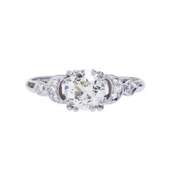 Art Deco GIA 1.26 Carat Old European Cut Diamond Platinum Engagement Ring