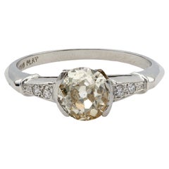 Art Deco GIA 1.26 Carats Old European Cut Diamond Platinum Ring