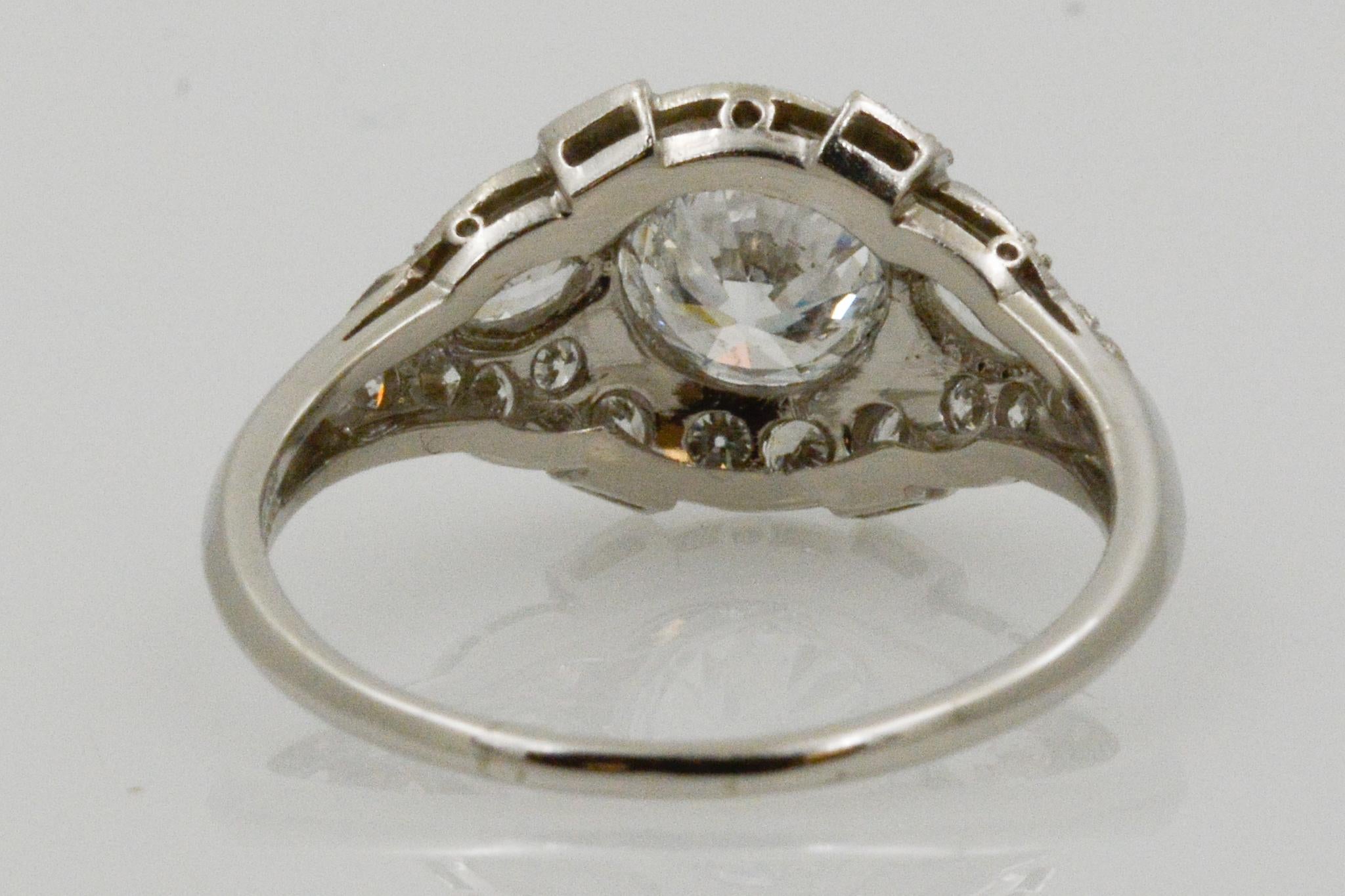 Art Deco Style GIA 1.27 Carat Diamond Platinum Ring 3