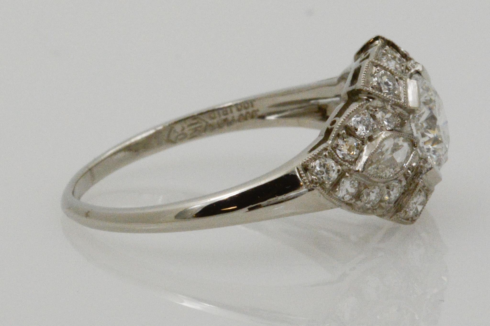 Art Deco Style GIA 1.27 Carat Diamond Platinum Ring 5